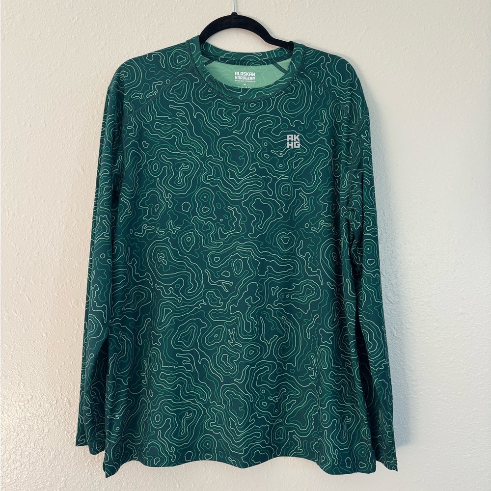 NWOT Alaskan Hardgear by Duluth Teal Topographic Long-Sleeve Men’s M Shirt - Picture 2 of 10